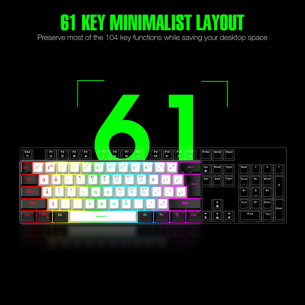 Clavier Gaming 60% Filaire – Ultra-Compact, RGB & Résistant