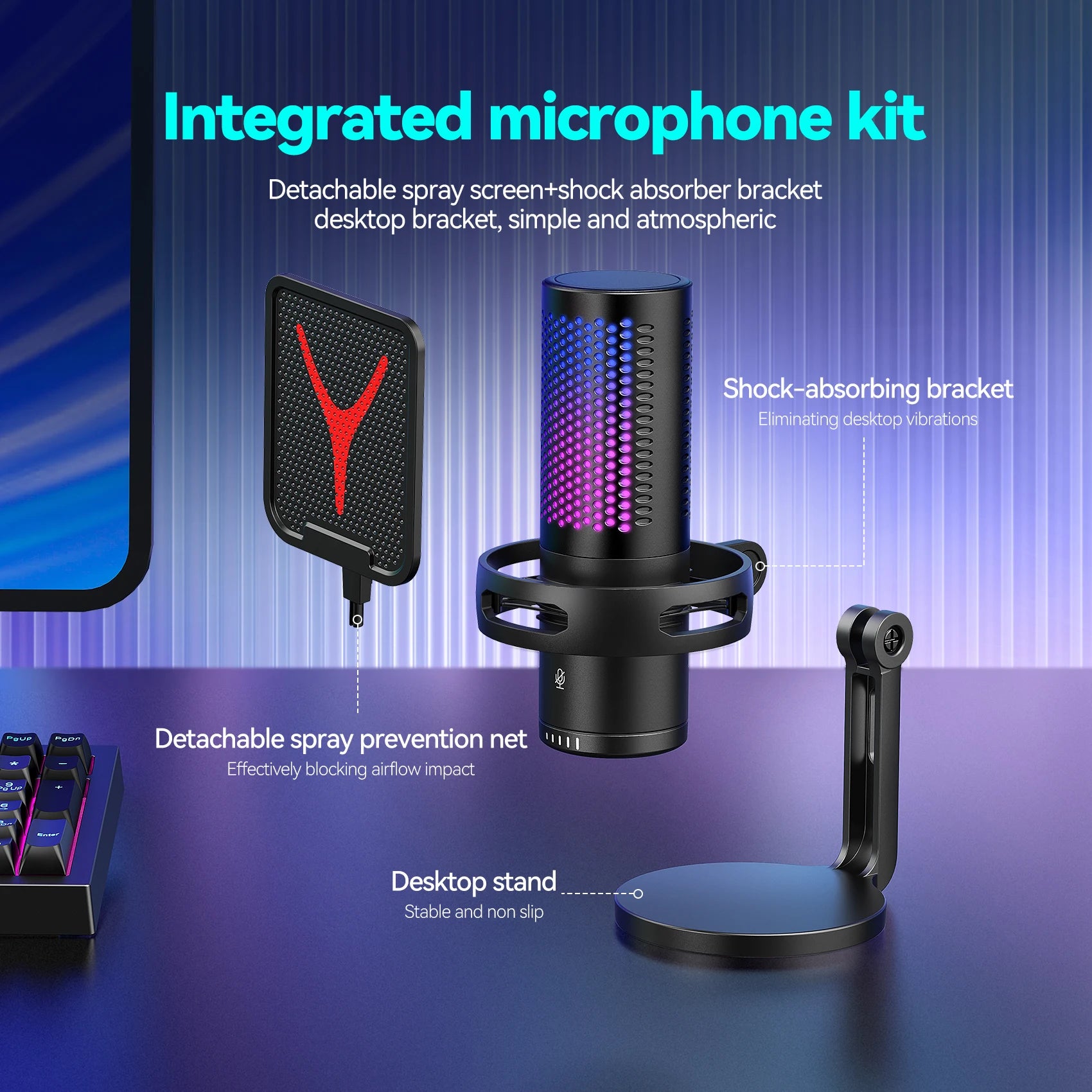 Microphone Gaming Condensateur RGB — Studio & Streaming