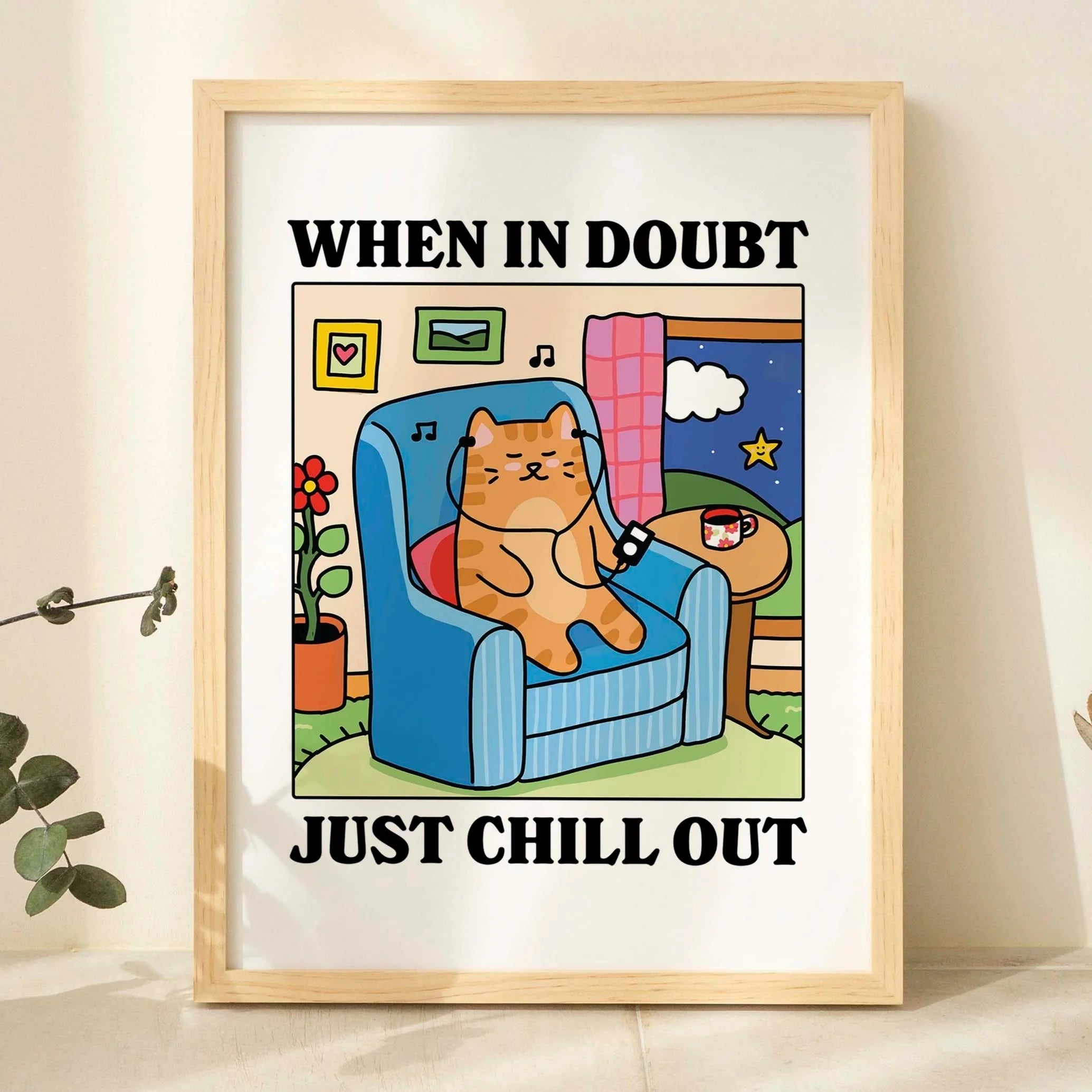 Affiche Murale “Just Chill” – Ambiance Posée & Identité Visuelle Douce
