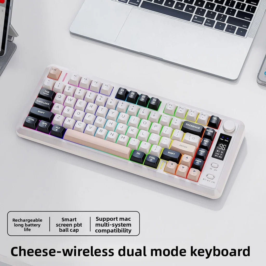Clavier Gaming Sans Fil FreeWolf M75 – 82 Touches, OLED, RGB & Autonomie Renforcée