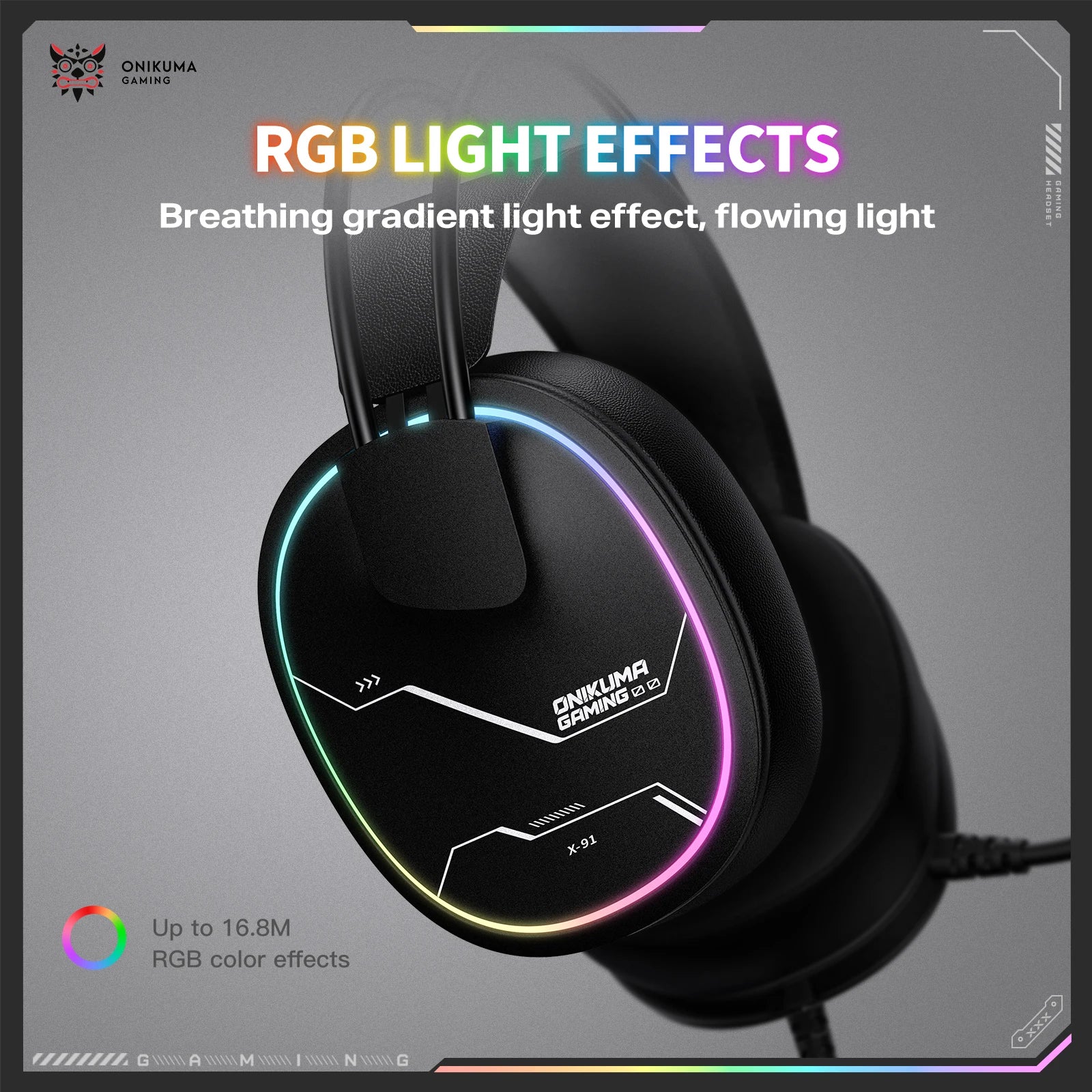Casque Gaming ONIKUMA X91 – Son Surround Hi-Fi avec Carte Son USB, Confort Ergonomique PC & PS
