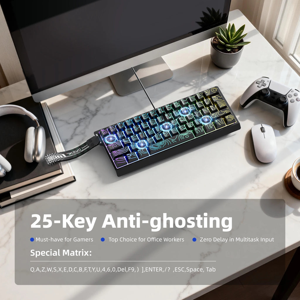Clavier Compact 60% Filaire – RGB Dynamique & Design Dégradé