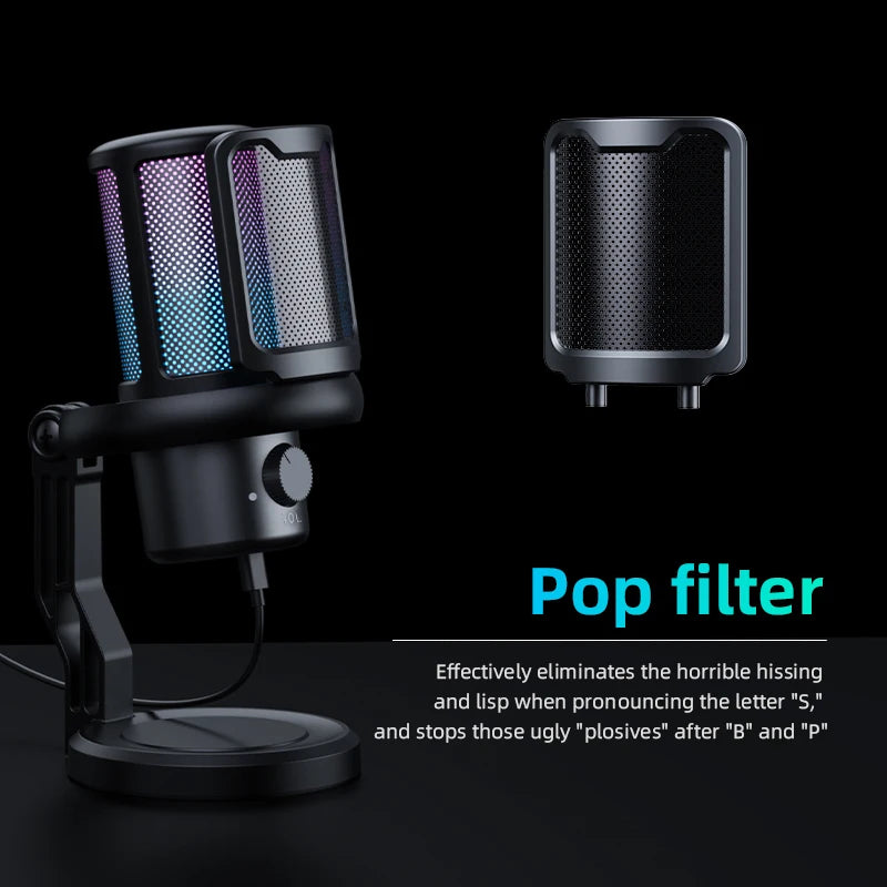 Microphone USB RGB — Streaming & Gaming