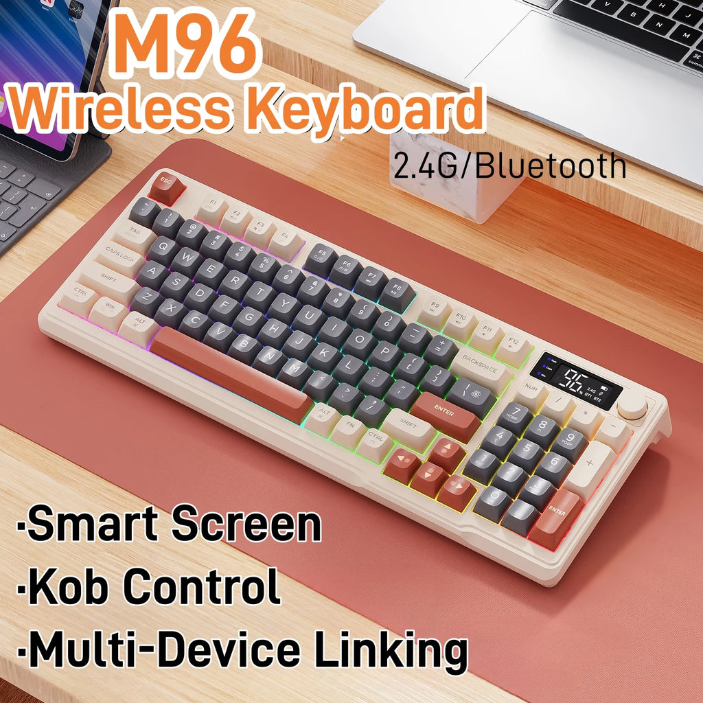 Clavier Sans Fil FreeWolf M96 – Écran Intégré & Connexion Multi-Appareils