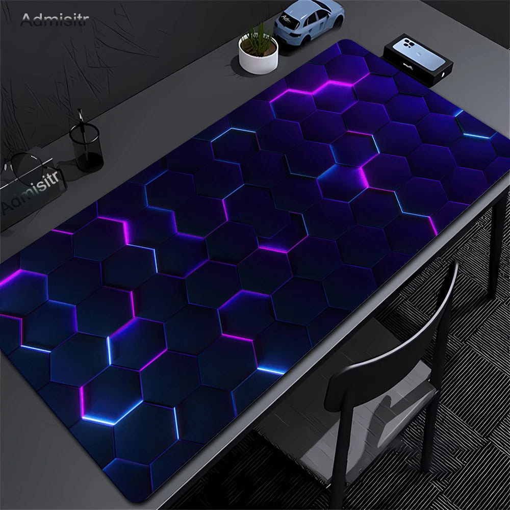 Tapis de Bureau XXL “Hexagon” — Design Structuré, Précision et Confort