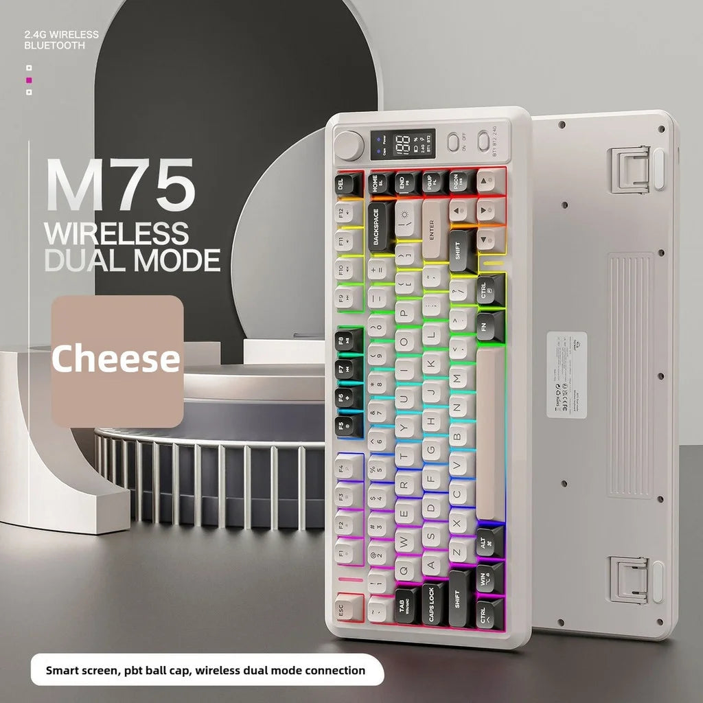 Clavier Gaming Sans Fil FreeWolf M75 – 82 Touches, OLED, RGB & Autonomie Renforcée