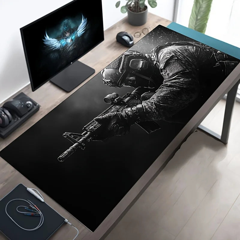 Tapis de bureau XXL gaming antidérapant avec bords cousus
