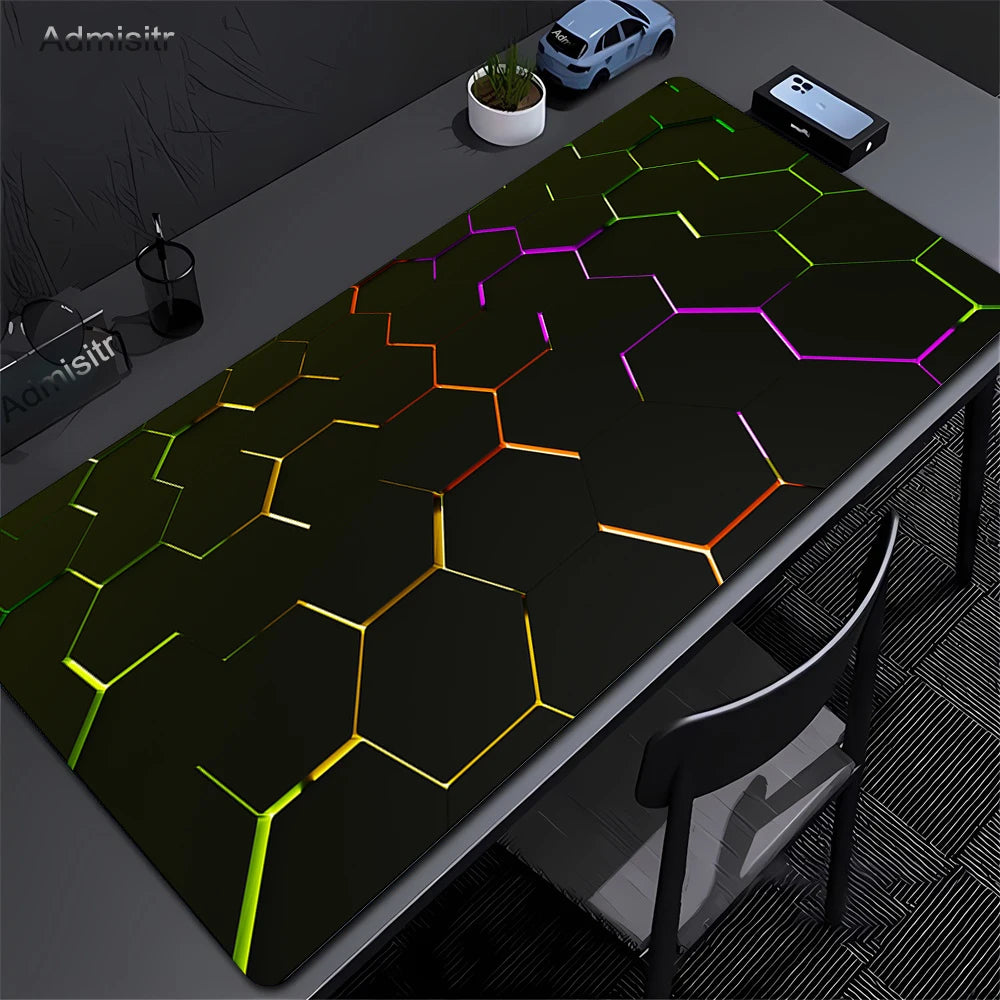 Tapis de Bureau XXL “Hexagon” — Design Structuré, Précision et Confort