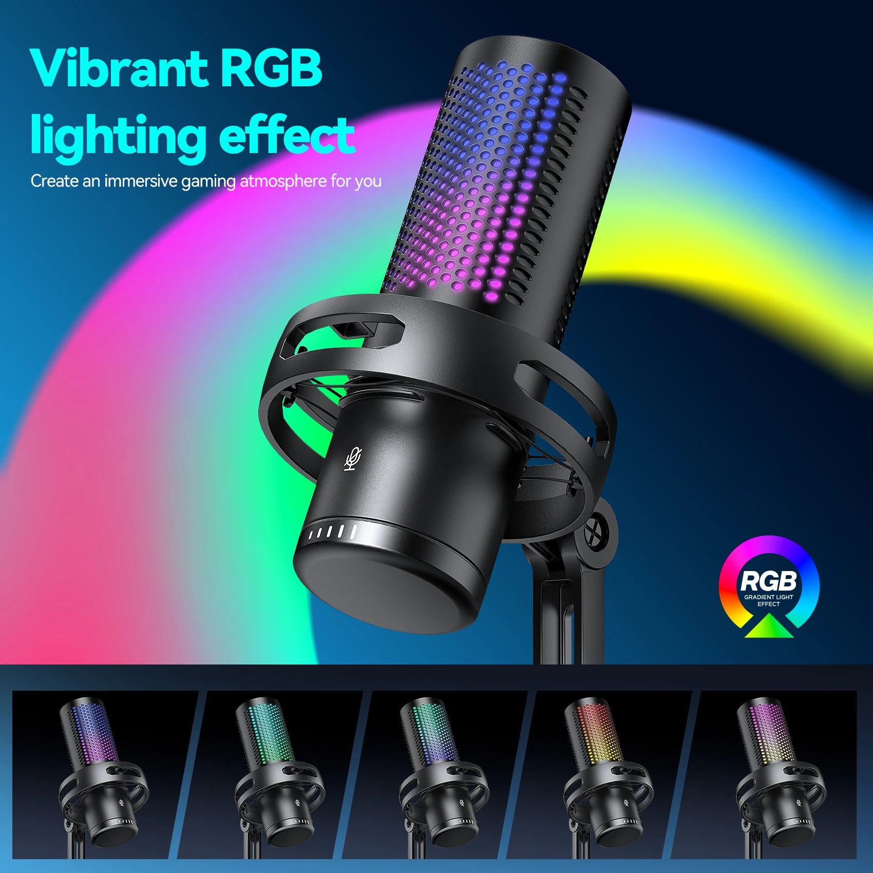 Microphone Gaming Condensateur RGB — Studio & Streaming