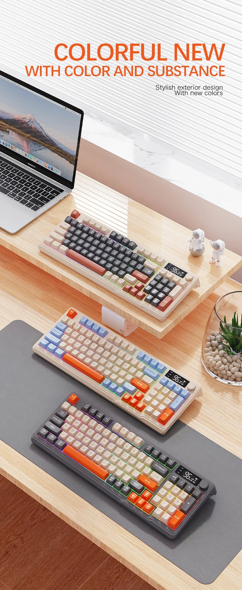 Clavier Sans Fil FreeWolf M96 – Écran Intégré & Connexion Multi-Appareils