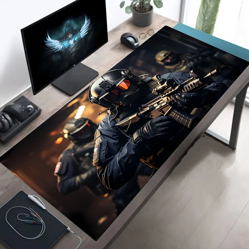 Tapis de bureau XXL gaming antidérapant avec bords cousus