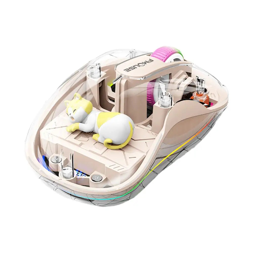 Souris Sans Fil Transparente Rechargeable – Bluetooth 3 Modes, 2400 DPI