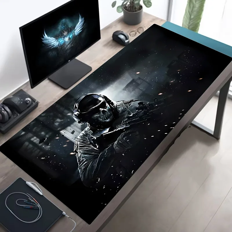 Tapis de bureau XXL gaming antidérapant avec bords cousus