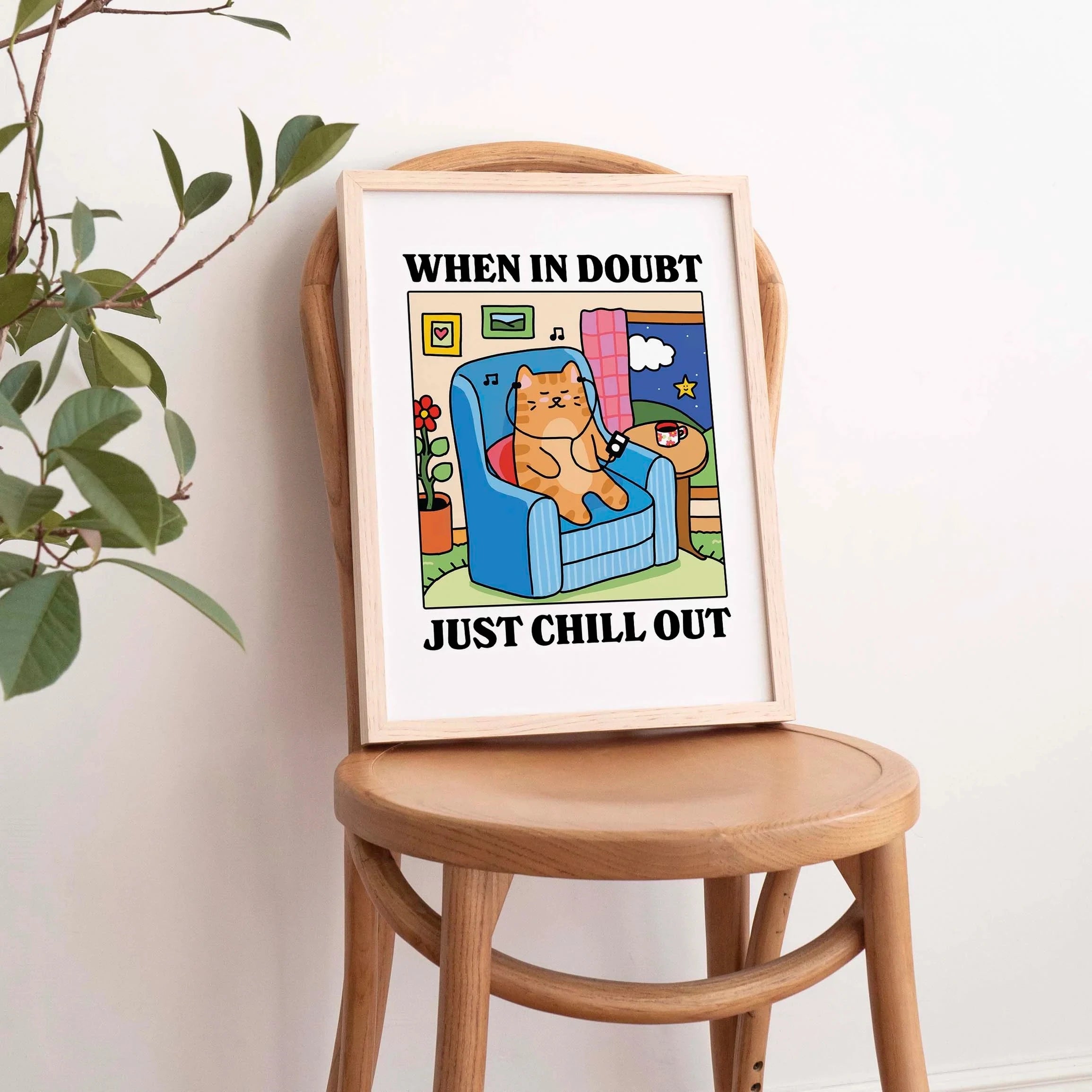 Affiche Murale “Just Chill” – Ambiance Posée & Identité Visuelle Douce