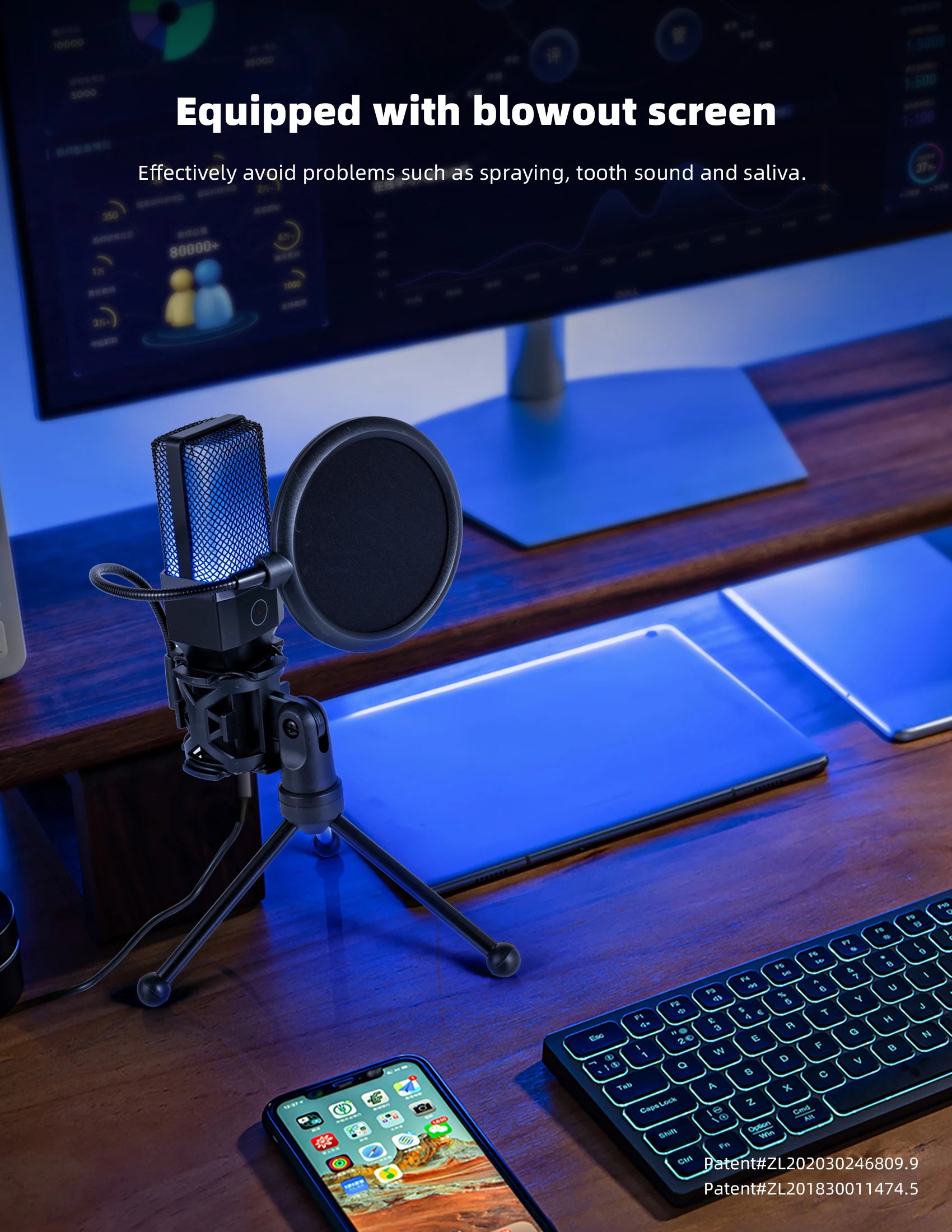 Microphone Gaming Condensateur RGB — Studio & Streaming