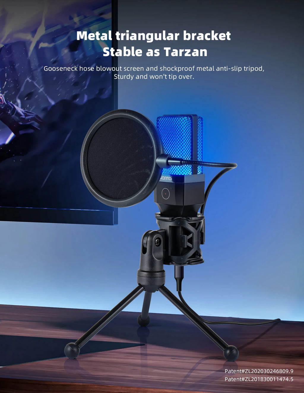 Microphone Gaming Condensateur RGB — Studio & Streaming