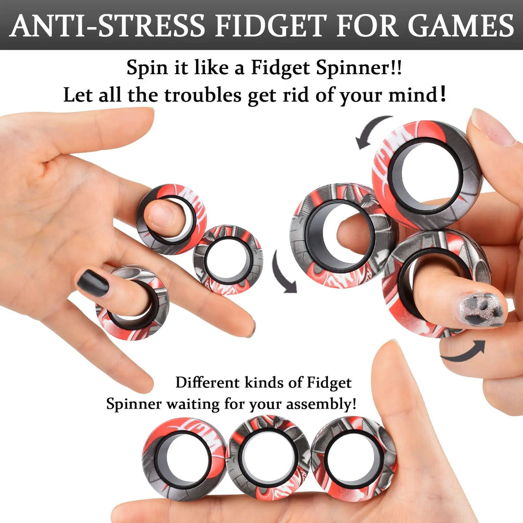 Anneaux Fidget Magnétiques – Lot de 3, Accessoire Anti-Stress Discret
