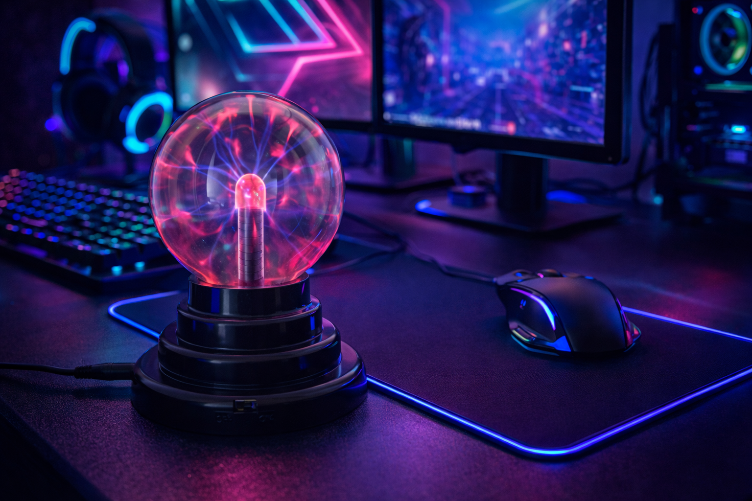 Boule Plasma Tactile en Verre – Lampe Électrique Décorative (3 à 8 pouces)